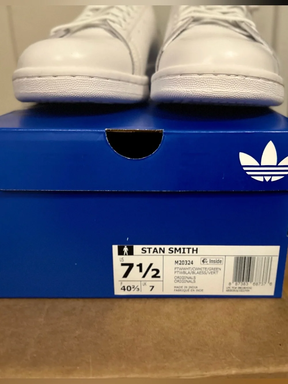 Stan Smith Adidas White Leather Sneakers with Green Heel
